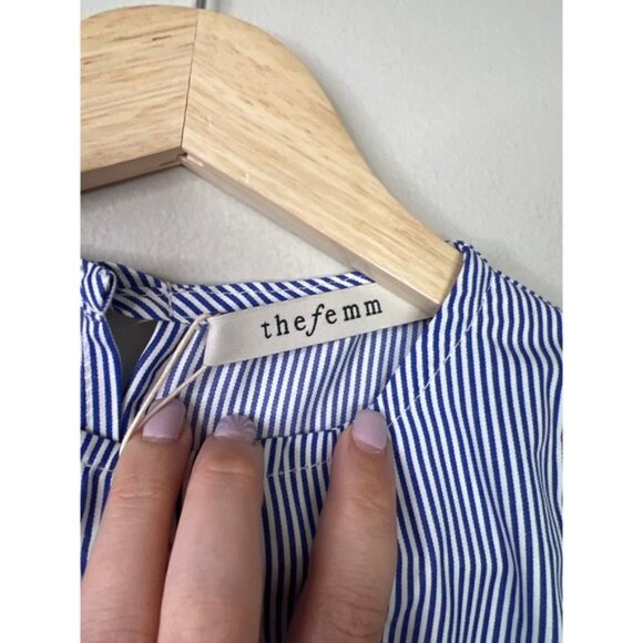 NWT The Femm Poplin Lightweight Puff Sleeves Luella Blouse Blue Size: Small - Picture 6 of 10